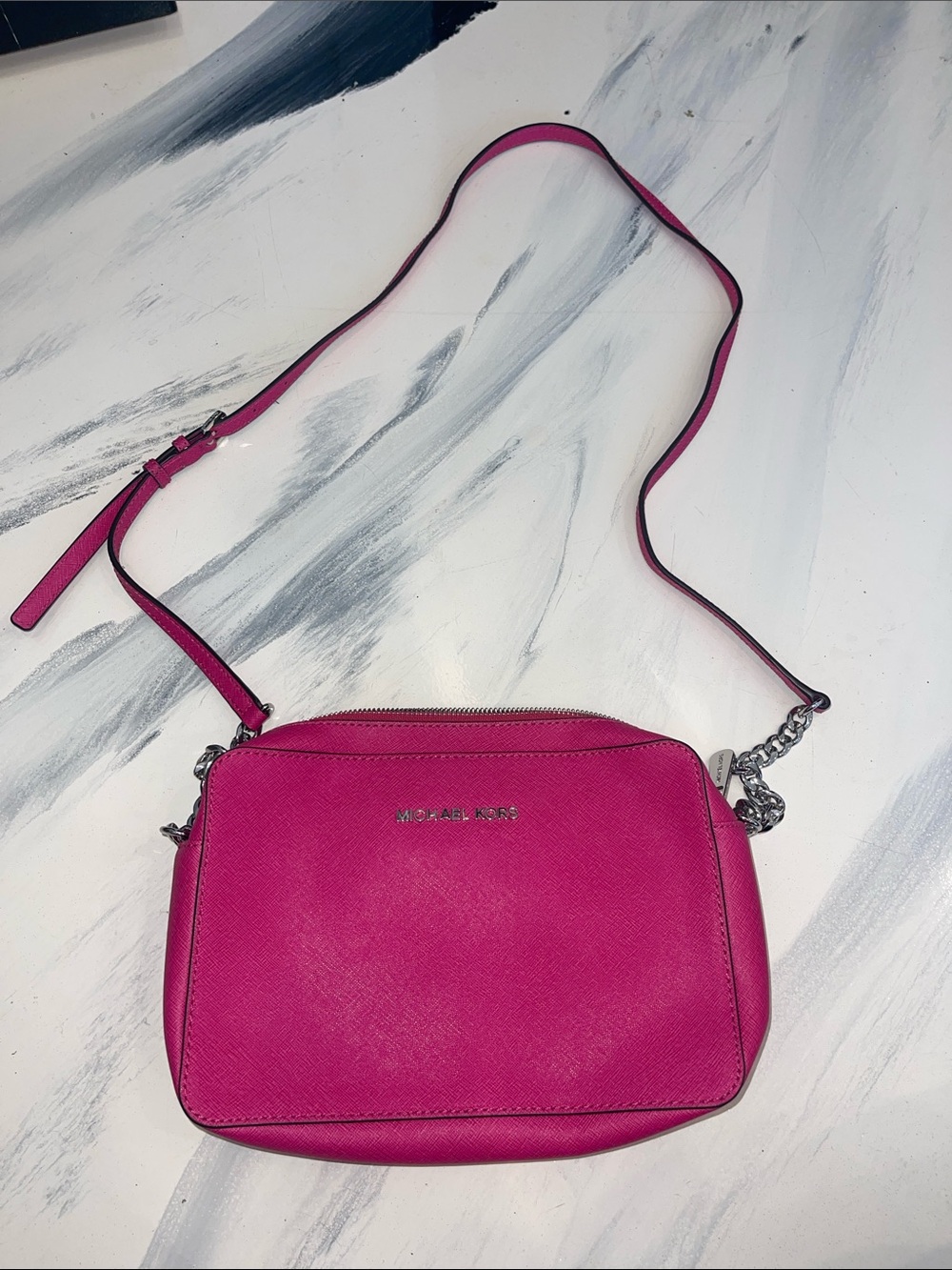 MICHAEL KORS Hot Pink Saffiano Crossbody Bag